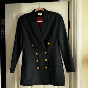 Neiman Marcus wool shoulder padded | Vintage blazer | Royal buttons | Navy